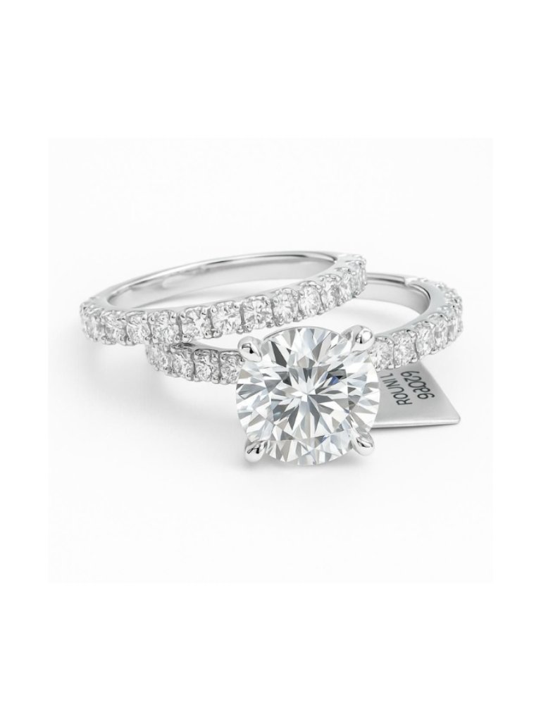 14k White Gold 291 Ct Round Center Lab Diamond 596 Ct Total Diamond Weight Du